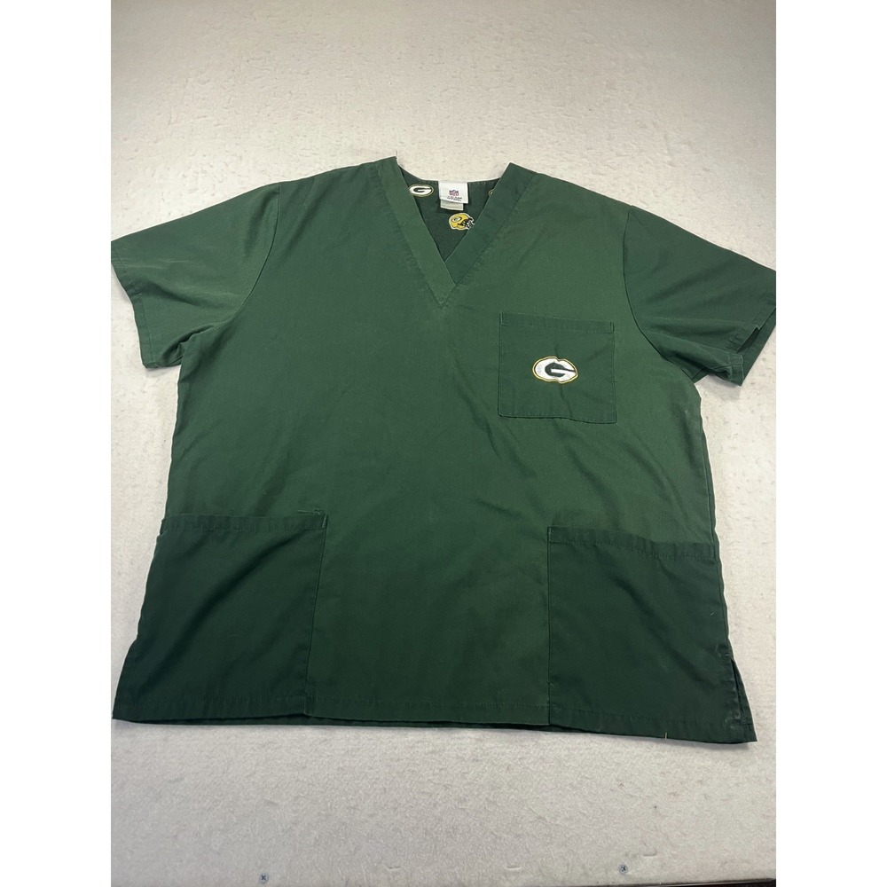 NFL Team Apparel Scrub Top Unisex Medium Green Bay Packers Fabrique Innovations